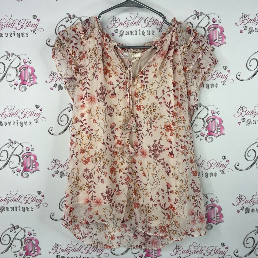 Autres filles shirt tshirt blouse flowy flowers Floral Blouse - Cream and Pink